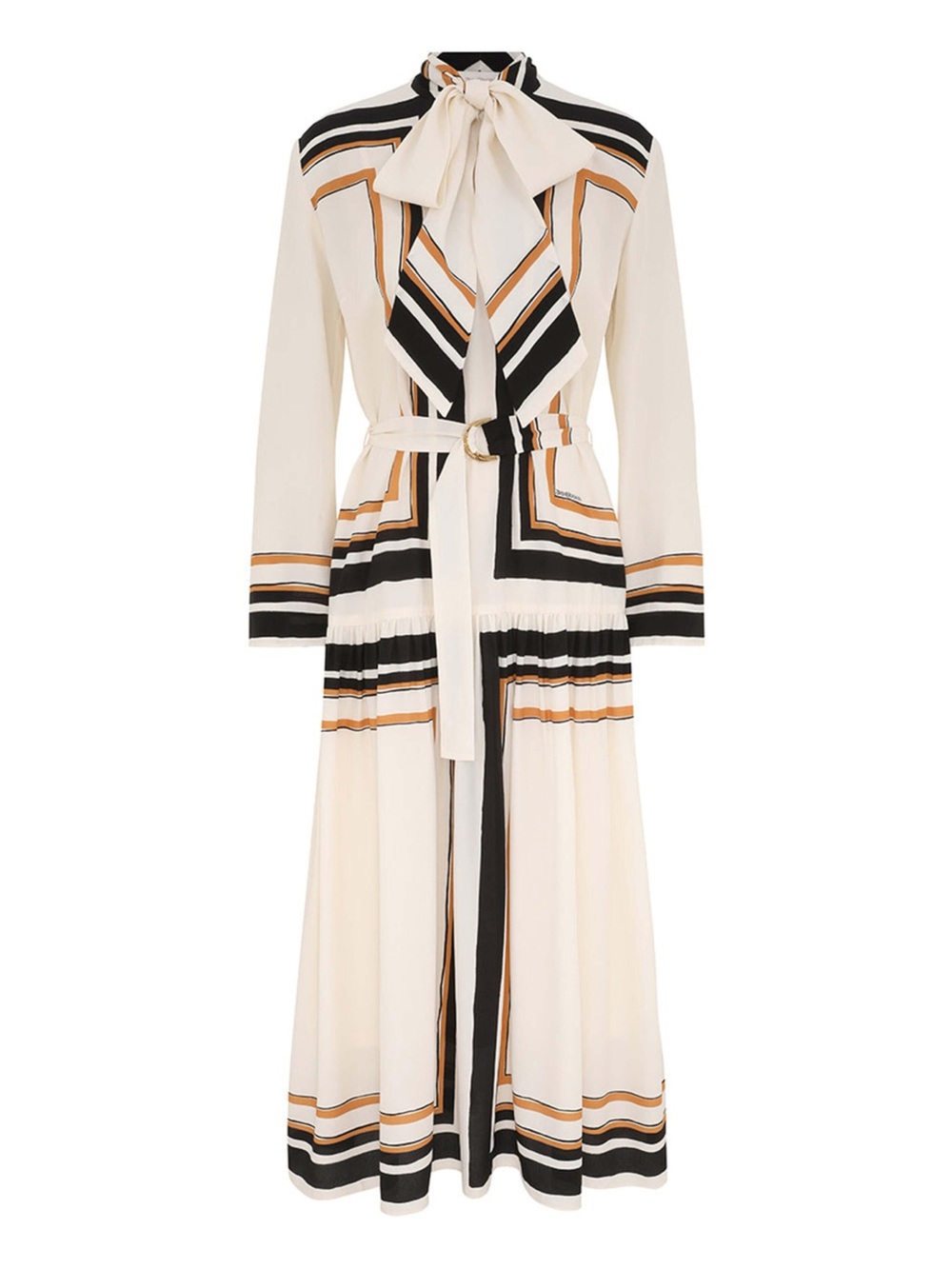 Zimmermann striped tie neck print crepe de chine midi dress size 1 - Picture 2 of 9